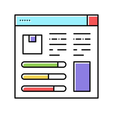 ürün bilgisi ve karakteristik renk ikonu vektör illüstrasyonu