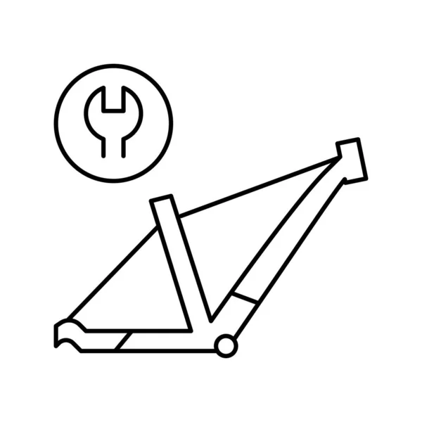 Cadre de vélo ligne de réparation icône vectoriel illustration — Image vectorielle