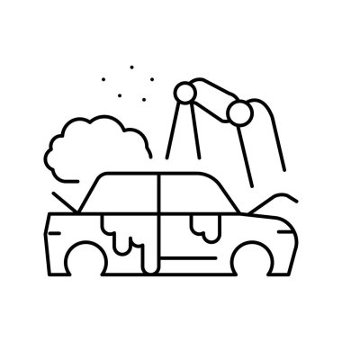 Fabrika otomatik boyama çizgisi ikon vektör illüstrasyonu