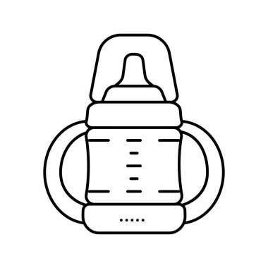 Bebek hattı ikon çizgisi illüstrasyonunu beslemek için bippy cup