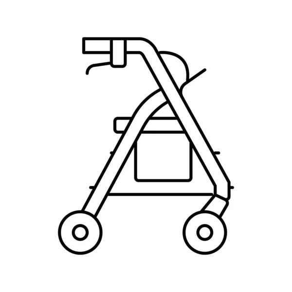 Rollator adulto caminante línea icono vector ilustración — Vector de stock