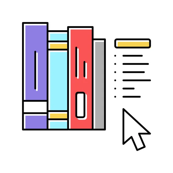 Ilustração de vetor de ícone de cor de biblioteca online — Vetor de Stock