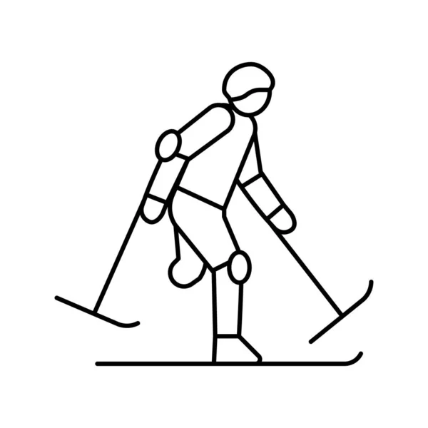 Sci handicap atleta linea icona vettoriale illustrazione — Vettoriale Stock