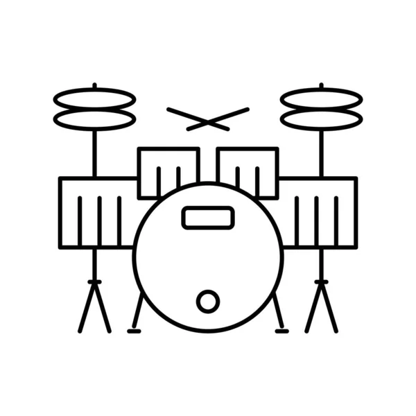Tambor ritmo bajo instrumento línea icono vector ilustración — Vector de stock