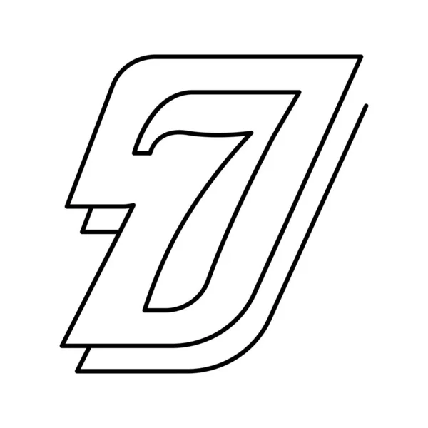 Ilustração do vetor do ícone da linha do sétimo número —  Vetores de Stock