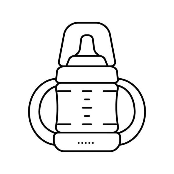 Tasse sippy pour nourrir bébé ligne icône vectorielle illustration — Image vectorielle