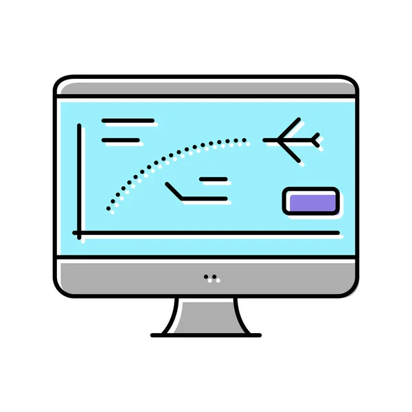 Flight path computer simulator color icon vector illustration — Stock Vector