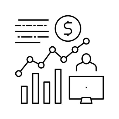 Yönetici pazar araştırma çizgisi vektör illüstrasyonunu yapıyor