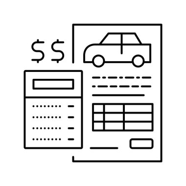 araba hesap makinesi çizgisi simgesi çizimi finanse ediliyor