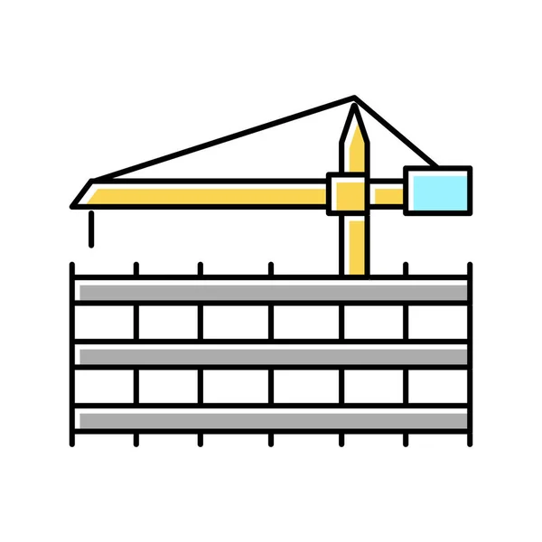 Crane floor installation color icon vector illustration — Stock Vector