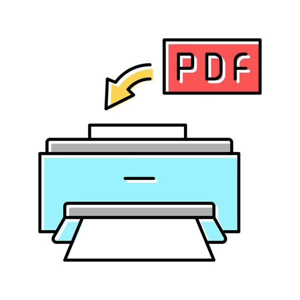 Drukowanie pliku pdf kolor ikona wektor ilustracja — Wektor stockowy