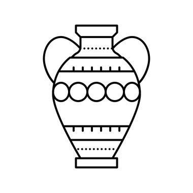 amphora antik Roma çizgisi ikon vektör çizimi