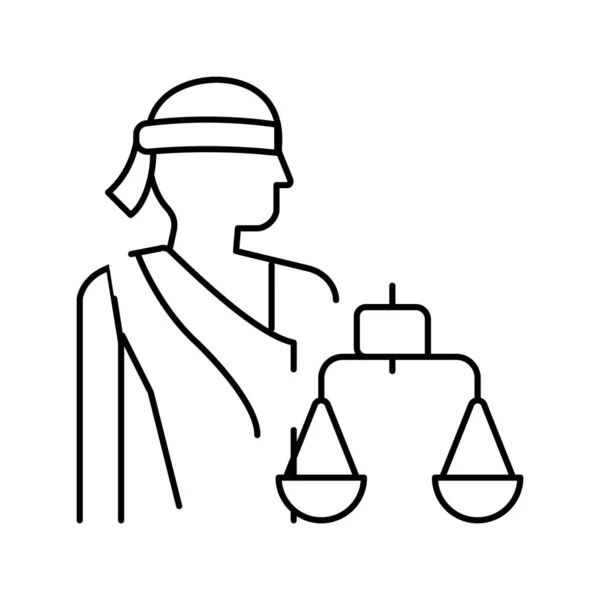 Justitia legge linea icona vettoriale illustrazione — Vettoriale Stock