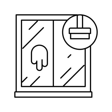 pencere temizleme çizgisi ikon vektör çizimi