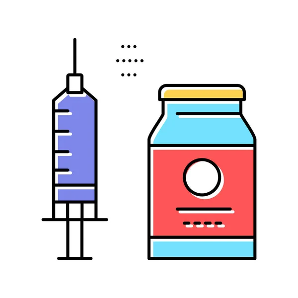 Illustrazione vettoriale dell'icona a colori del vaccino dei medicamenti — Vettoriale Stock