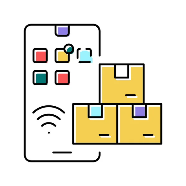 Telefoon supply chain management kleur pictogram vector illustratie — Stockvector