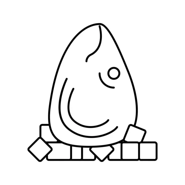 Голова тунця з кубиками льоду лінія значок Векторні ілюстрації — стоковий вектор