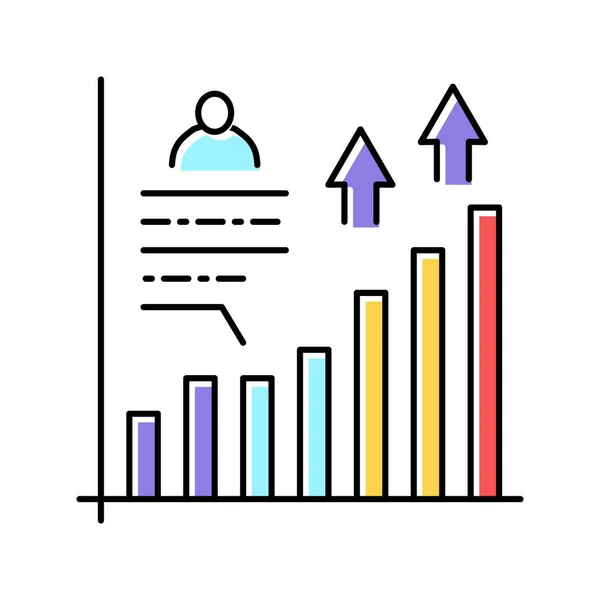 Tillväxt statistik social sida färg ikon vektor illustration — Stock vektor