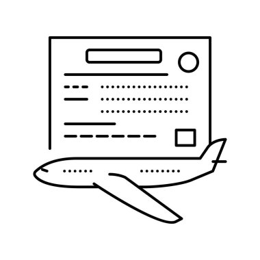 zaman uçuş okulu çizgi ikon vektör illüstrasyonunu çalış