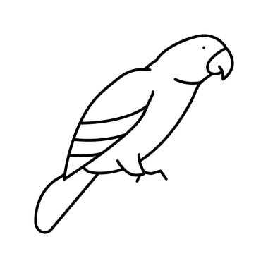 Papağan kuşu hayvan hattı ikon vektör illüstrasyonu
