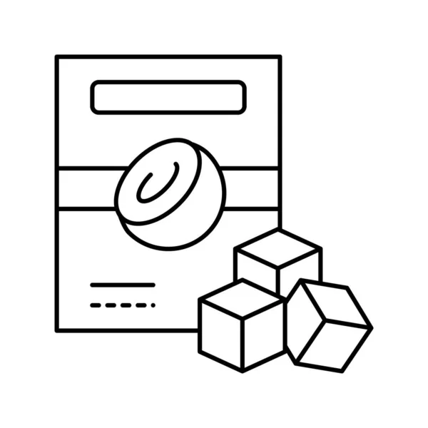 Cubes de charbon de bois ligne de noix de coco icône vectorielle illustration — Image vectorielle
