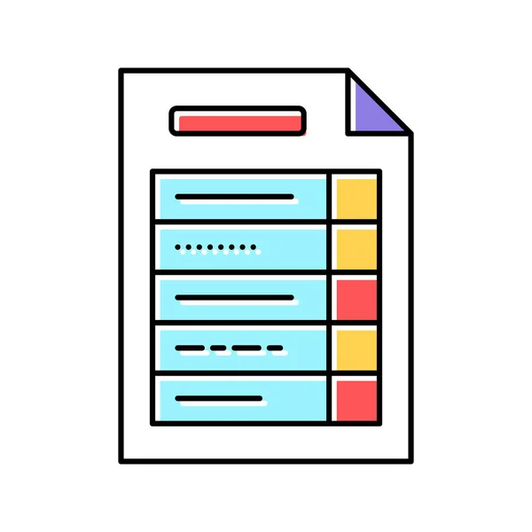 Plan papel lista color icono vector ilustración — Vector de stock