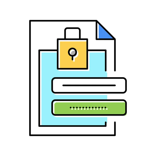 Fichier mot de passe icône couleur vecteur illustration signe — Image vectorielle