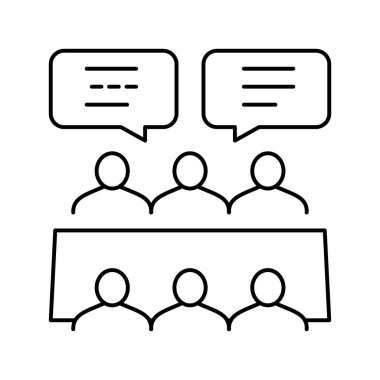 iş görüşmesi çizgisi simgesi siyah illüstrasyon