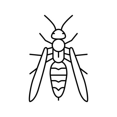Eşek arısı böcek çizgisi ikon vektör illüstrasyonu