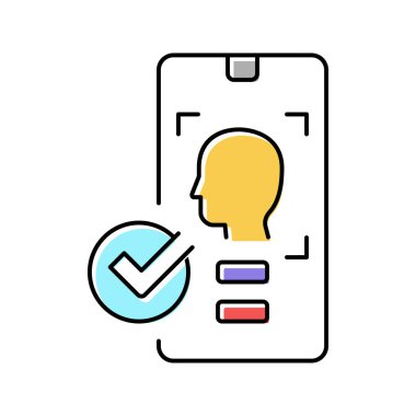 akıllı telefon yüz rengi ikon vektör illüstrasyonuyla engellendi