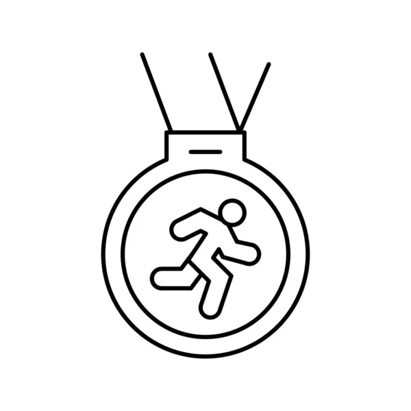 Medalha corredor prêmio linha ícone vetor ilustração — Vetor de Stock