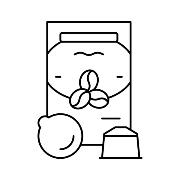 豆荚咖啡包装线图标矢量插图 — 图库矢量图片