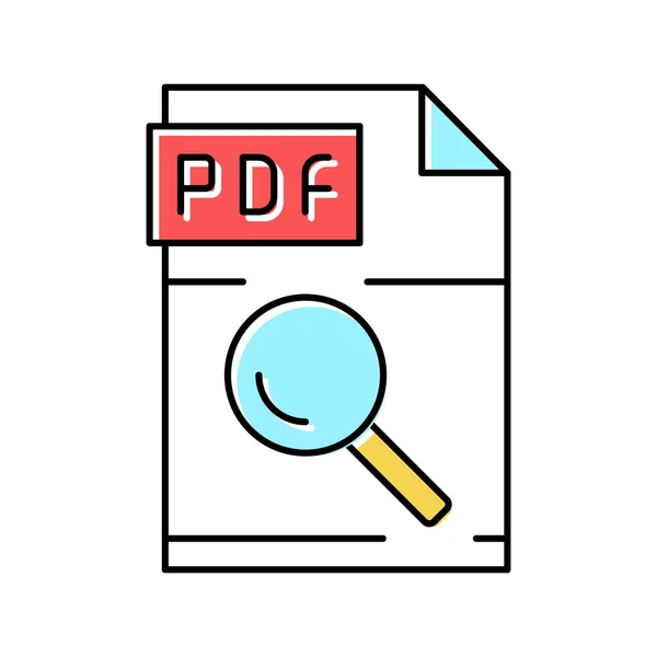 Recherche fichier pdf document couleur icône vectoriel illustration — Image vectorielle