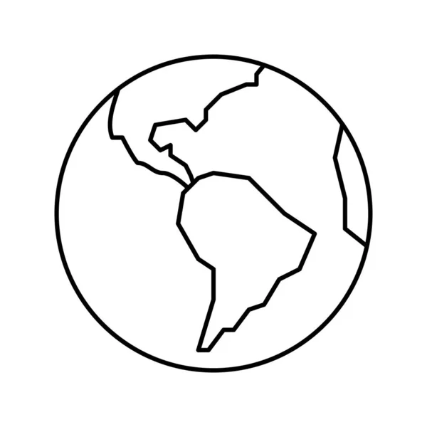 Země planeta linie ikona vektor černá ilustrace — Stockový vektor