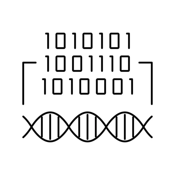 Código binario información genética línea icono vector ilustración — Archivo Imágenes Vectoriales