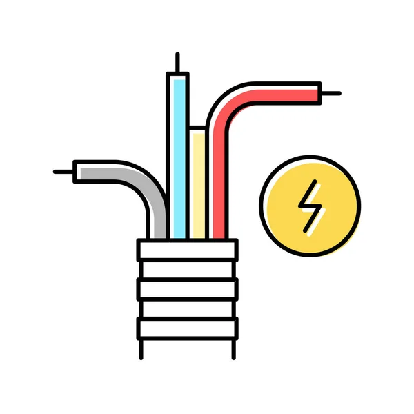 Ikona barevného vektoru elektrického kabelu — Stockový vektor