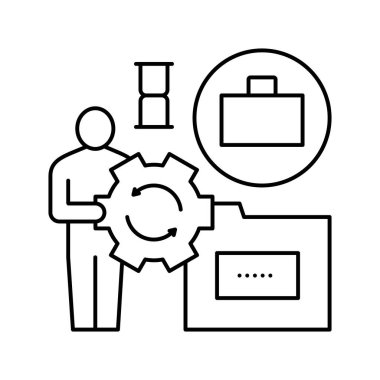 İş adamı çalışması satır ikon vektör illüstrasyonunu optimize etti