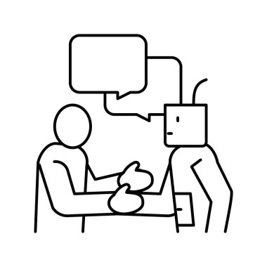 Yapay zeka çalışması tanıtım çizgisi vektör ilüstrasyonu