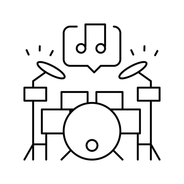 Tocar instrumento musical mens ocio línea icono vector ilustración — Vector de stock