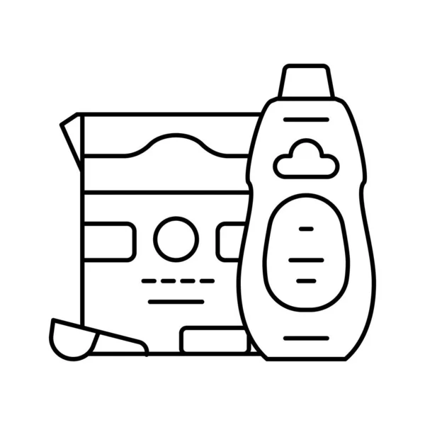 Lavandería conjunto línea icono vector ilustración — Vector de stock