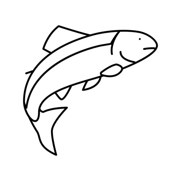 Lachs Fisch Linie Symbol Vektor Illustration — Stockvektor