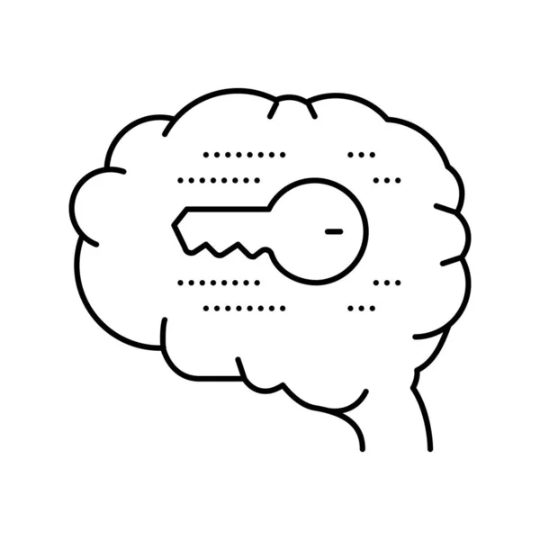 Mózg z ikoną linii klucza ilustracja wektor — Wektor stockowy