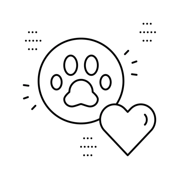 Huisdier poot liefde hart lijn pictogram vector illustratie — Stockvector