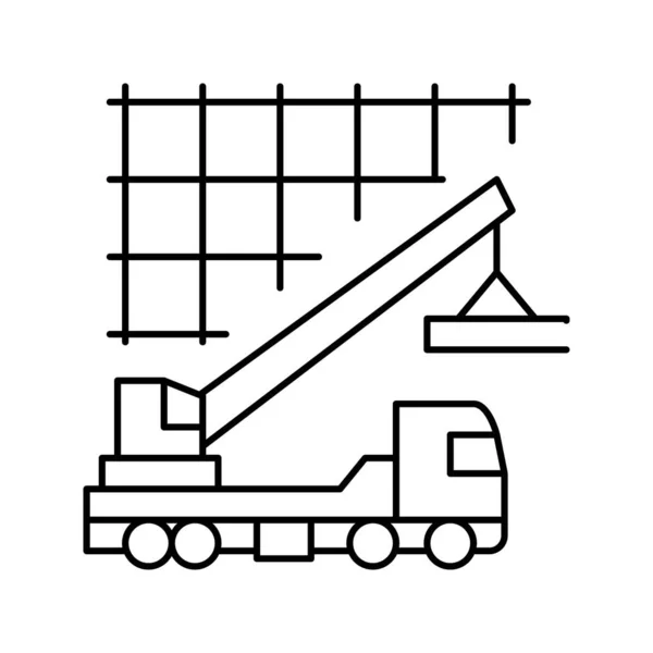 Grúa elevación materiales de construcción línea icono vector ilustración — Archivo Imágenes Vectoriales
