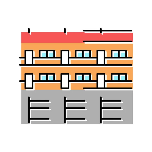 Costruzione motel icona a colori vettoriale illustrazione — Vettoriale Stock