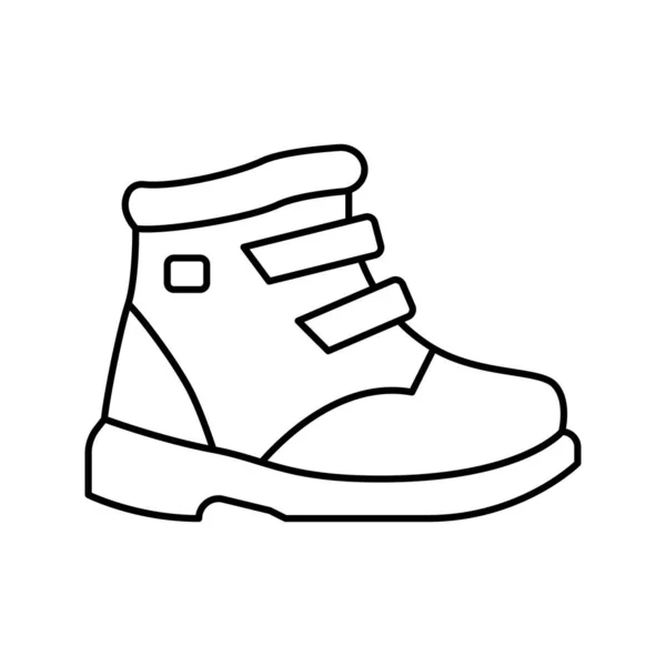 Niños línea de cuidado del zapato icono vector ilustración — Vector de stock