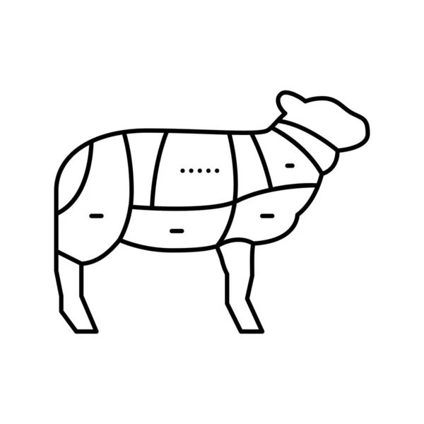 Carne oveja línea icono vector ilustración — Vector de stock