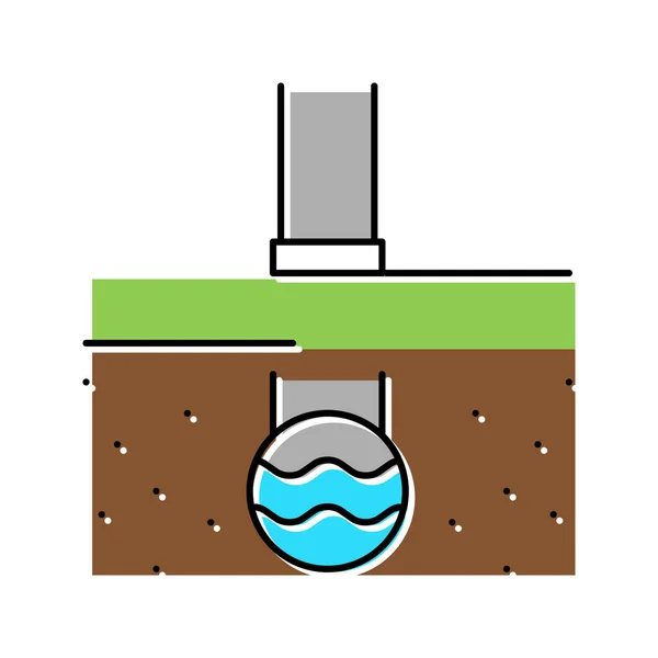 Pipeline di colore di drenaggio icona vettoriale illustrazione — Vettoriale Stock