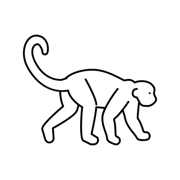 Aap dier in dierentuin lijn pictogram vector illustratie — Stockvector