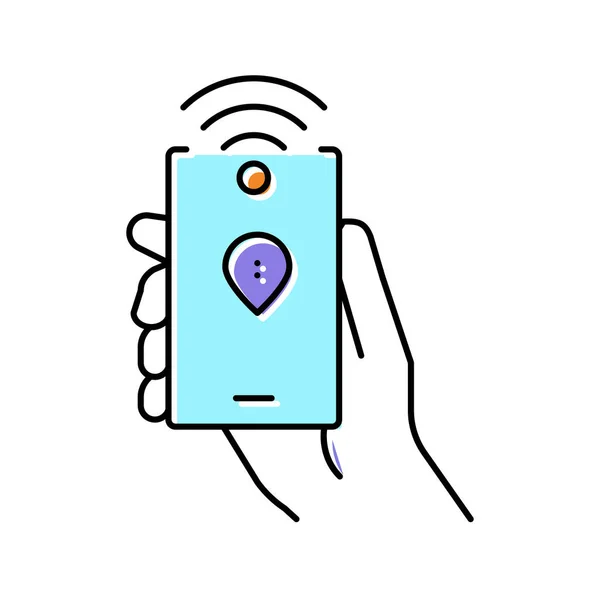 RFID NFC teknolojili akıllı telefon renk vektör resimlemesi — Stok Vektör